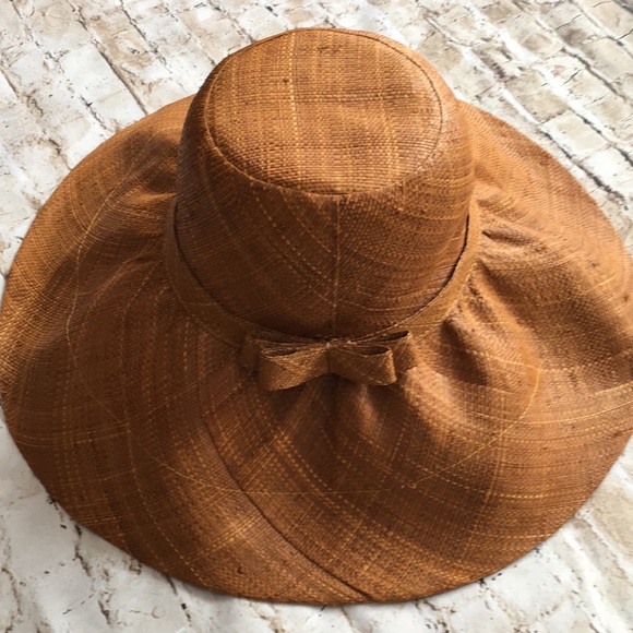 Accessories - Raphia Rust Color Hat with Bow on Front